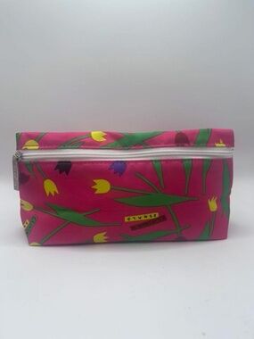 Clinique Hot Pink Tulip Print Cosmetic Pouch